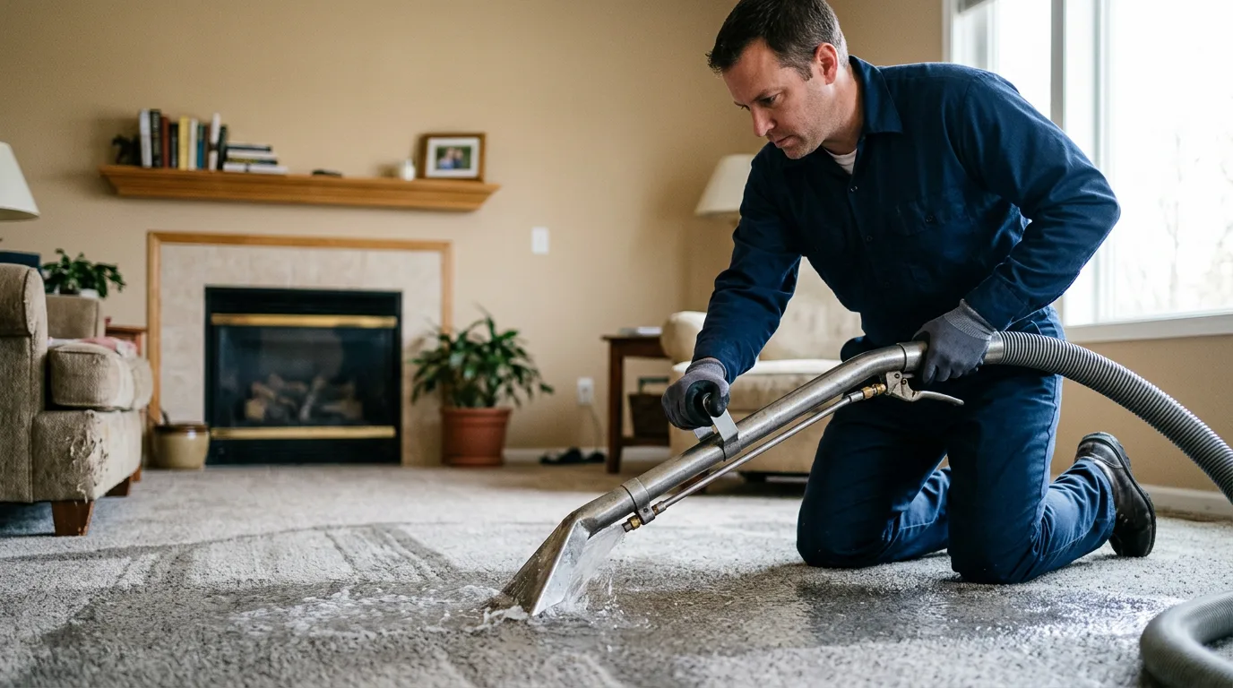 Water damage restoration technician working near Kunkletown, PA